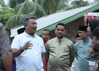 Bupati dan Wabup Rohul Tinjau Jalan Alternatif di Jembatan Gantung Lubuk Bendahara